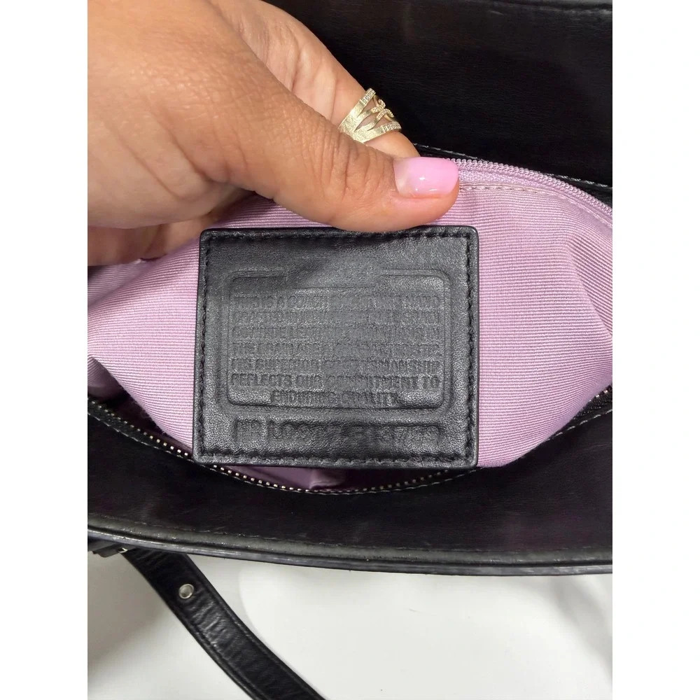 Coach Penelope Black Leather Pleated Shopper Tote Bag Silver Hardware